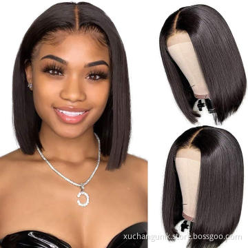 wholesale virgin hair vendors 100% Virgin Brazilian Hair cuticle aligned 13x4 frontal bob wigs natural human hair short Wig